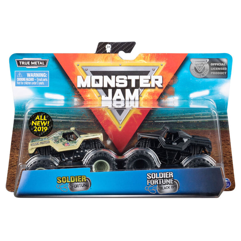 Monster Jam, Official Soldier Fortune vs. Soldier Fortune Black Ops Die-Cast Monster Trucks, 1:64 Scale, 2 Pack