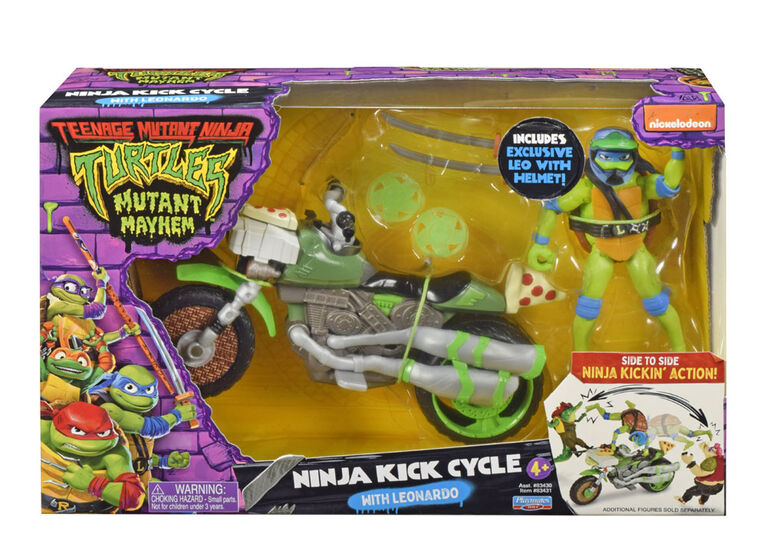 Les Tortues Ninja Mutantes: Mutant Mayhem Ninja Kick Cycle avec la figurine  exclusive Leonardo