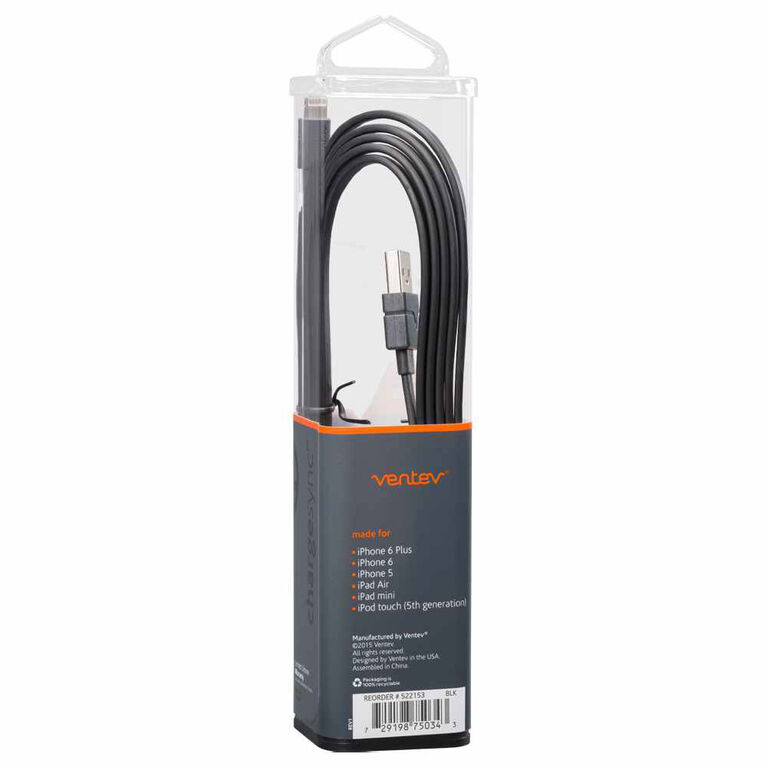 Ventev Câble de Charge/Sync Lightning 6ft Noir