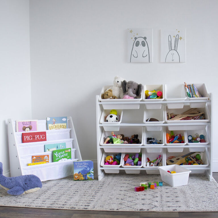Toy Organizer with 16 Bins, White/White