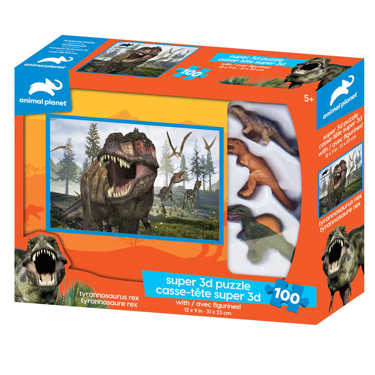 Animal Planet: T-Rex - 100 Piece 3D Puzzle with 3 Figures