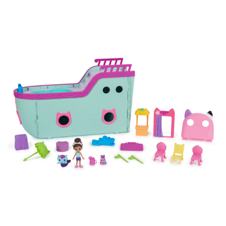 Gabby's Dollhouse, Gabby Cat Friend Ship, Cruise Ship Toy with 2 Toy Figures, Surprise Toys and Dollhouse Accessories
