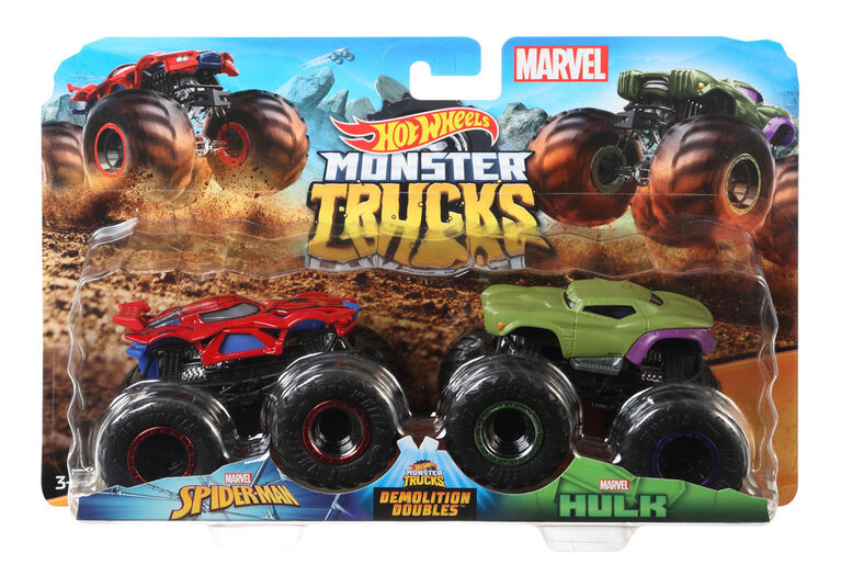 Hot Wheels - Monster Trucks - Demolition Doubles - Coffret de 2 - Les styles peuvent varier