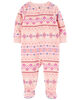 Carter's One Piece Fleece Purple Fair Isle Footed Pajama Pink  3T