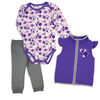 Baby Mode 3 Piece Vest Set: Purple Floral