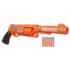 Nerf Fortnite, blaster 6-SH avec revêtement Camo Pulse, mécanisme à percuteur, barillet rotatif 6 fléchettes