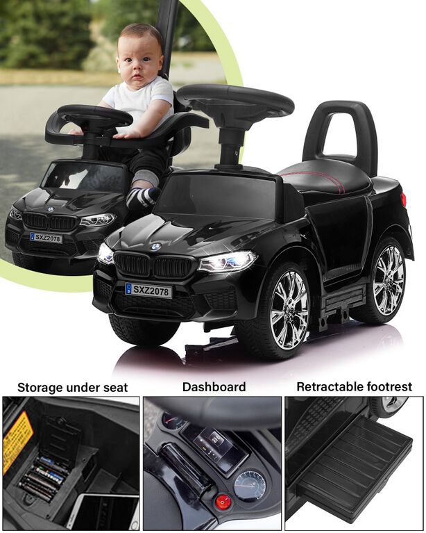 Voltz Toys BMW M5 4-In-1 Push Pedal Car, Black