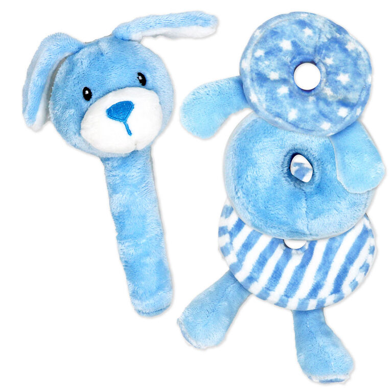 Bab & Tot Plush stacking activity toy: Blue Dog