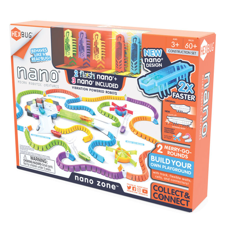 HEXBUG Flash Nano, Nano Zone, Coffret de jouets sensoriels colorés pour enfants, Construisez votre propre zone, plus de 60 pièces, piles fournies