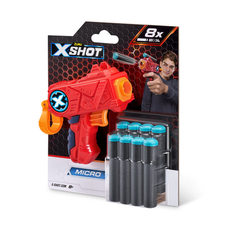 X-Shot Pistolet à fléchettes en mousse Micro Excel (8 fléchettes