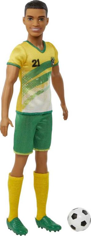 Ken Soccer Doll, Cropped Hair, #21 Uniform, Soccer Ball, Cleats,  Socks
