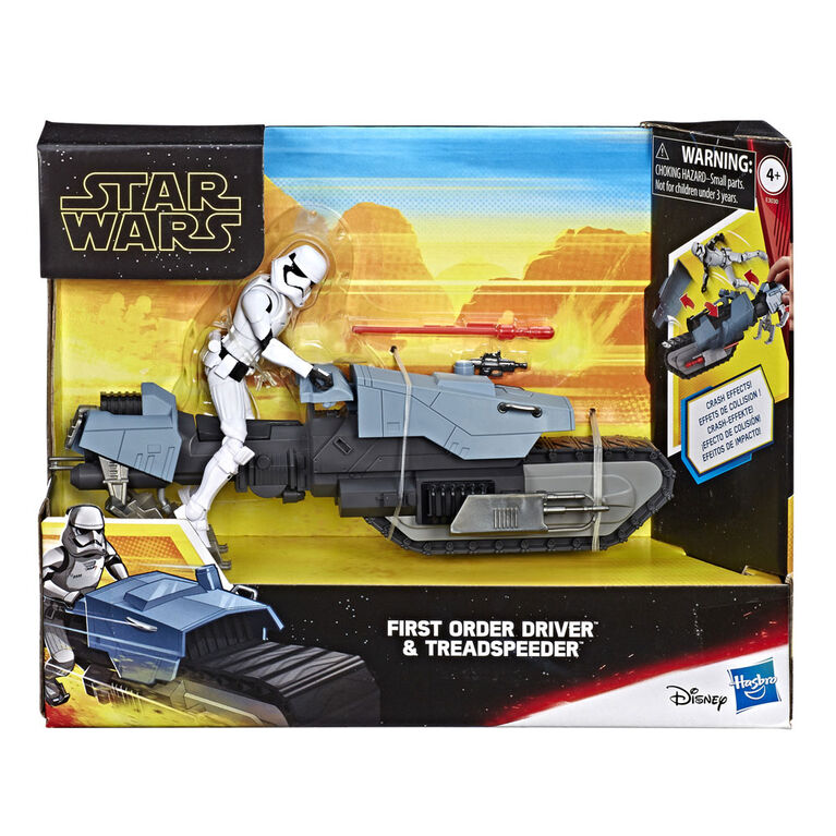 Star Wars Galaxy of Adventure - Figurine de pilote du Premier Ordre et véhicule Treadspeeder