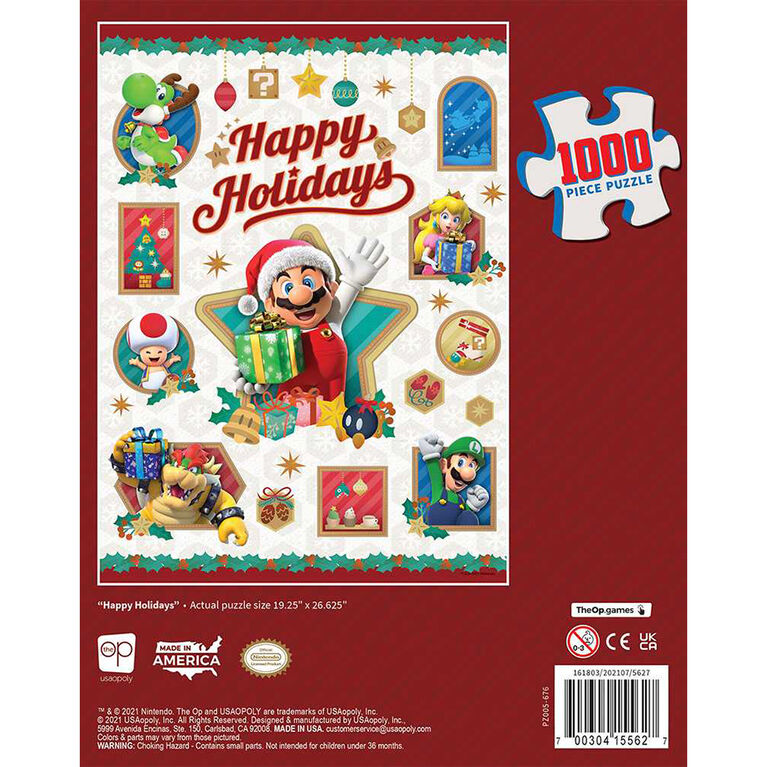Super Mario "Happy Holidays" 1000 Piece Puzzle - English Edition