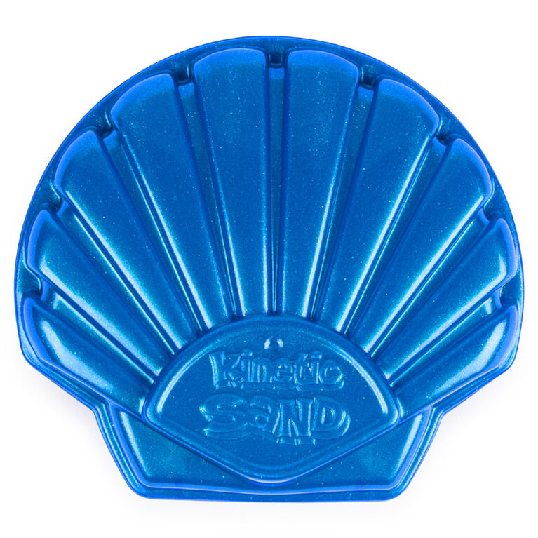 Kinetic Sand, Moule Coquillage contenant 127 g de sable bleu fluo et de sable de plage Kinetic Sand