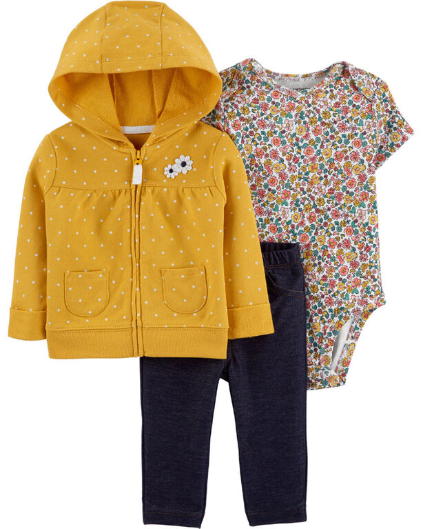 Carter’s 3-Piece Floral Cardigan Set - Yellow, Newborn