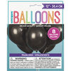 8 Ballons Nacres 12 Po - Noir Ombre