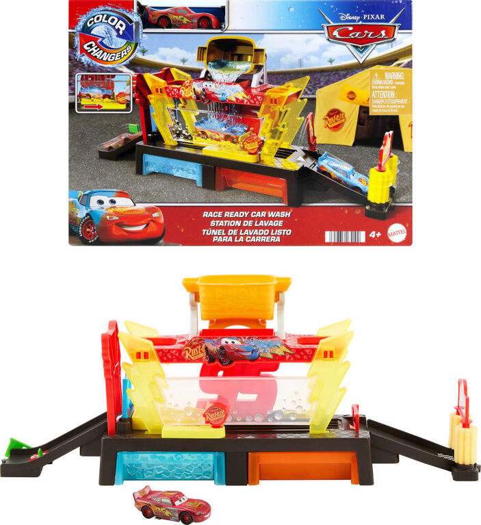 Disney and Pixar Cars Color Changers Race Ready Car Wash Playset & Color Changing Lightning McQueen
