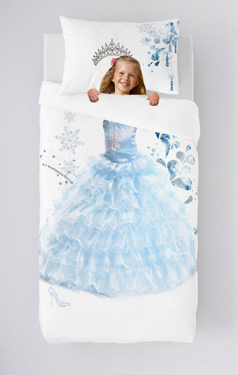 Gouchee Design - Princess Blue Digital Print Twin Duvet Cover Set