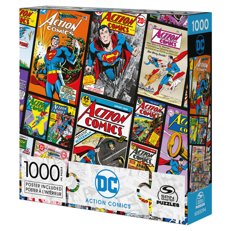 DC Comics, Action Comics 1000-Piece Jigsaw Puzzle Superman Retro Collage Book Artwork with Poster Included