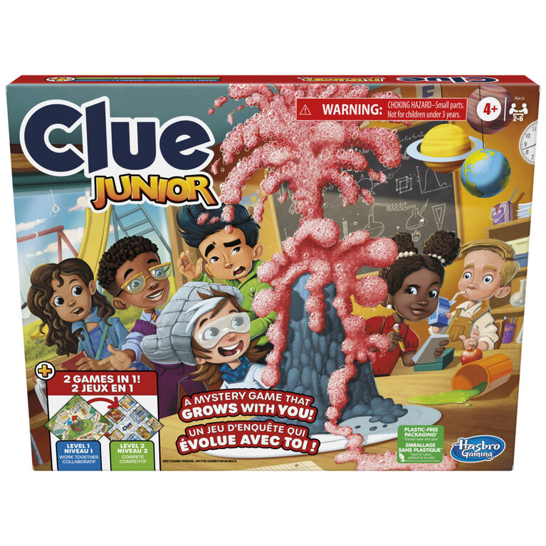 Clue Junior Game, 2-Sided Gameboard, 2 Games in 1, Clue Mystery Game for Younger Kids, Kids Board Games, Junior Games