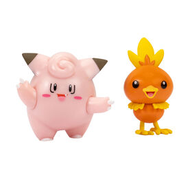 Pokémon - Paquet de figurines de combat - Poussifeu (Torchic) et Mélofée (Clefairy)