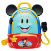 Disney Junior Mickey Mouse Funhouse Adventures Backpack, 5 Piece Pretend Play Set with Lights and Sounds Accessories