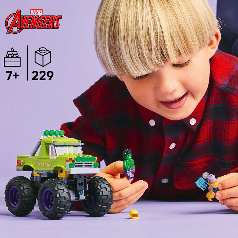 LEGO  Marvel The Hulk Truck vs. Thanos - Monster Truck Building Toy for Kids 7+ - 76312