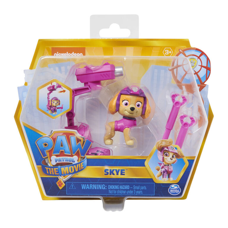 PAW Patrol, Movie Collectible Skye Action Figure with Clip-on Backpack and 2 Projectiles