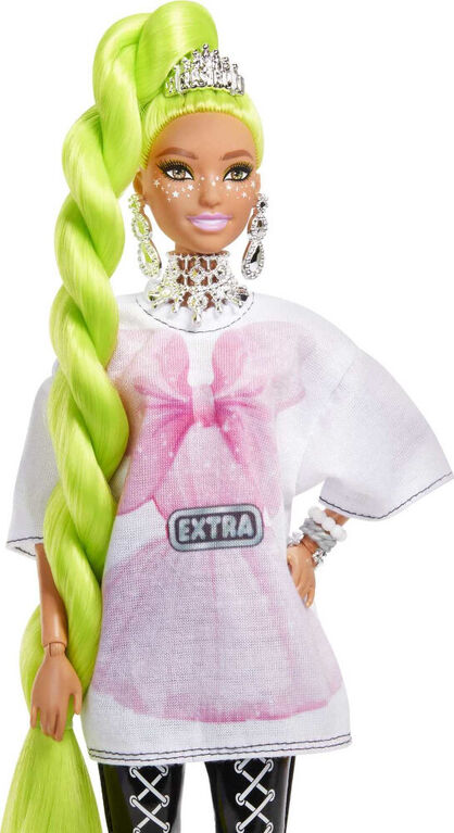 Poupée Barbie Extra n°11, Très Longs Cheveux Vert Fluo