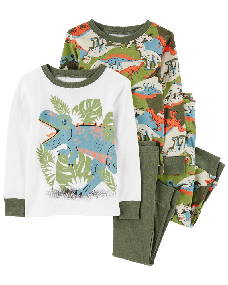 Carter s Four Piece Dinosaur 100 Snug Fit Cotton PJs Green 3T