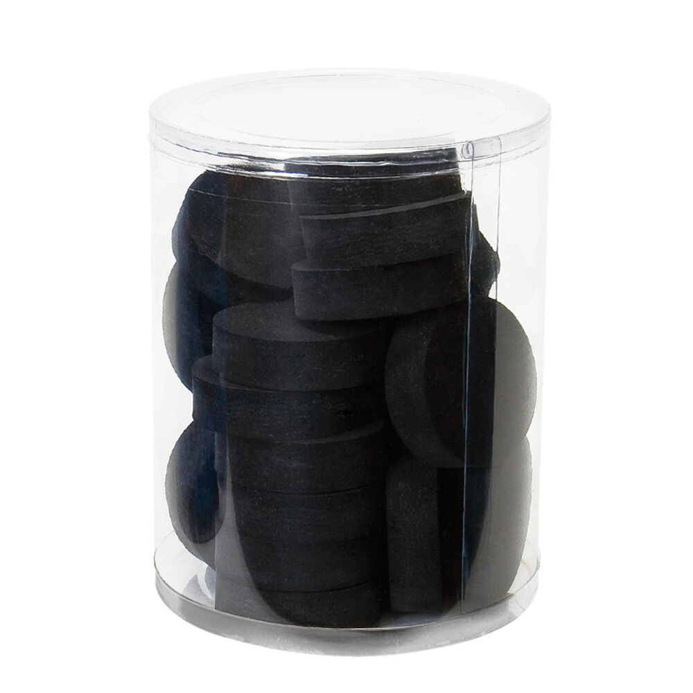 Container of 24 black foam pucks