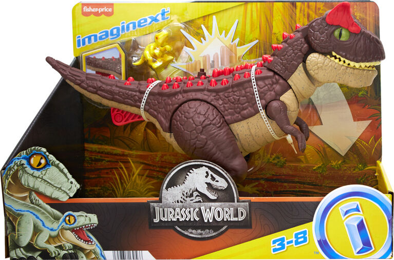 Imaginext Jurassic World Carnotaurus Dinosaur Toy with Spike Strike Action, 2-Piece Preschool Toys