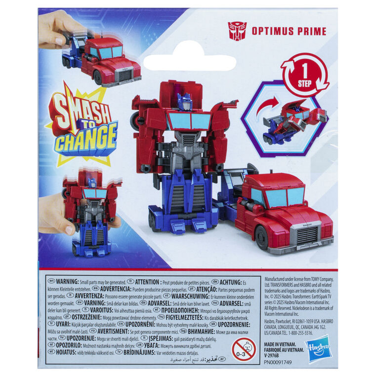 Transformers Earthspark Smash Changers 1 &eacute;tape, figurine Optimus Prime