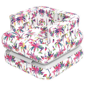 Hurley 2-In-1 Inflatable Pool Float Lounger, Pink Palm Tree Design