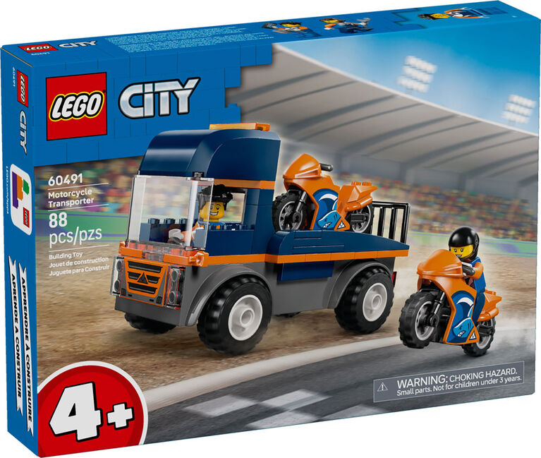 LEGO City Le transport de motos - Ensemble de construction de v&eacute;hicules jouets - Camion plateau - 2 Figurines - 60491