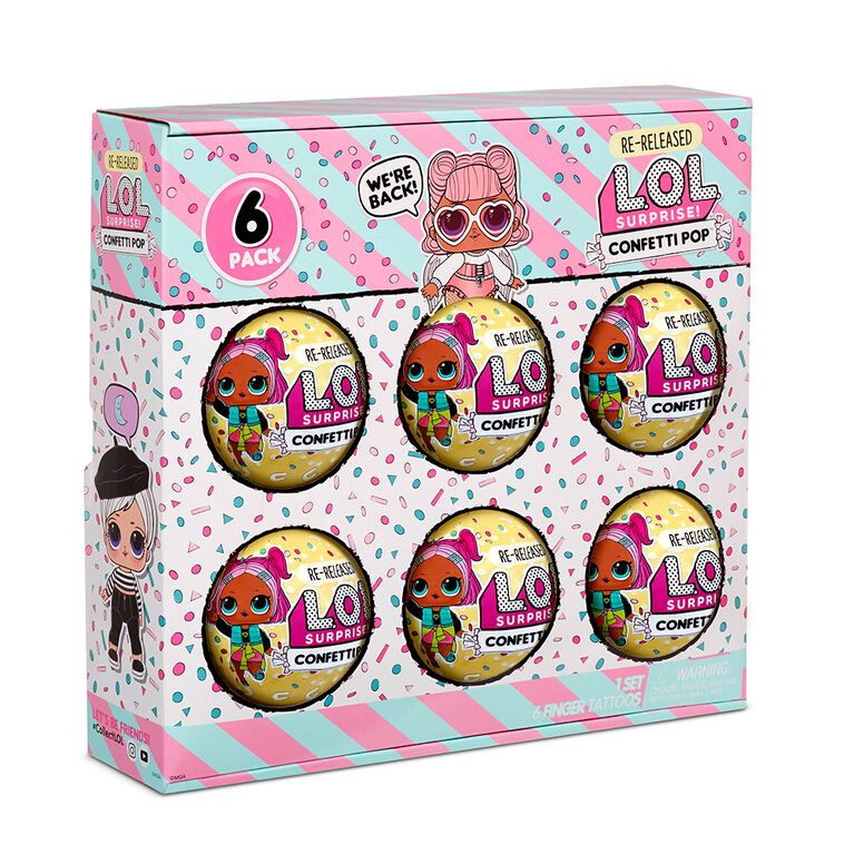 L.O.L. Surprise! Confetti Pop 6 Pack Angel - 6 Re-released Dolls Each with 9 Surprises - R Exclusive