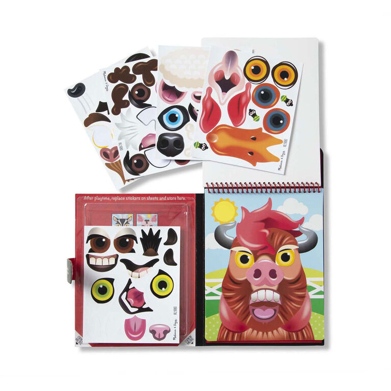 Melissa & Doug - On the Go Make-a-Face Reusable Sticker Pad Travel Toy Activity Books (Safari, Farm and Pets)
