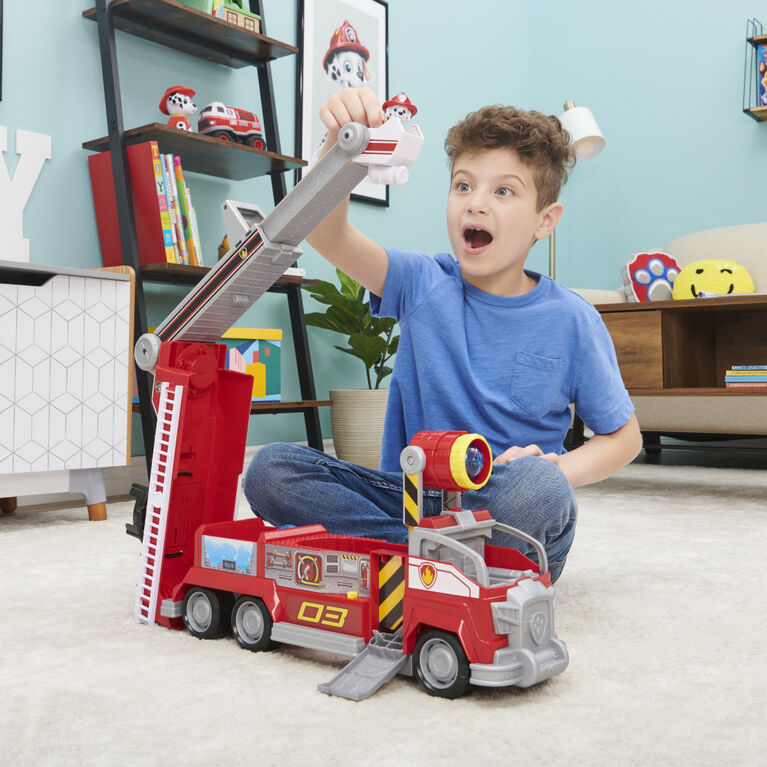 PAW Patrol, Marshall's Transforming Movie City Fire Truck with Extending Ladder, Lights, Sounds and Action Figure