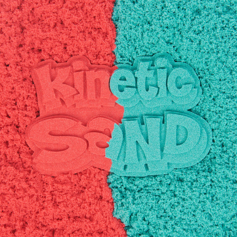 Kinetic Sand Mold n' Flow, 1.5lbs Red and Teal Play Sand, 3 Tools Sensory  Toy