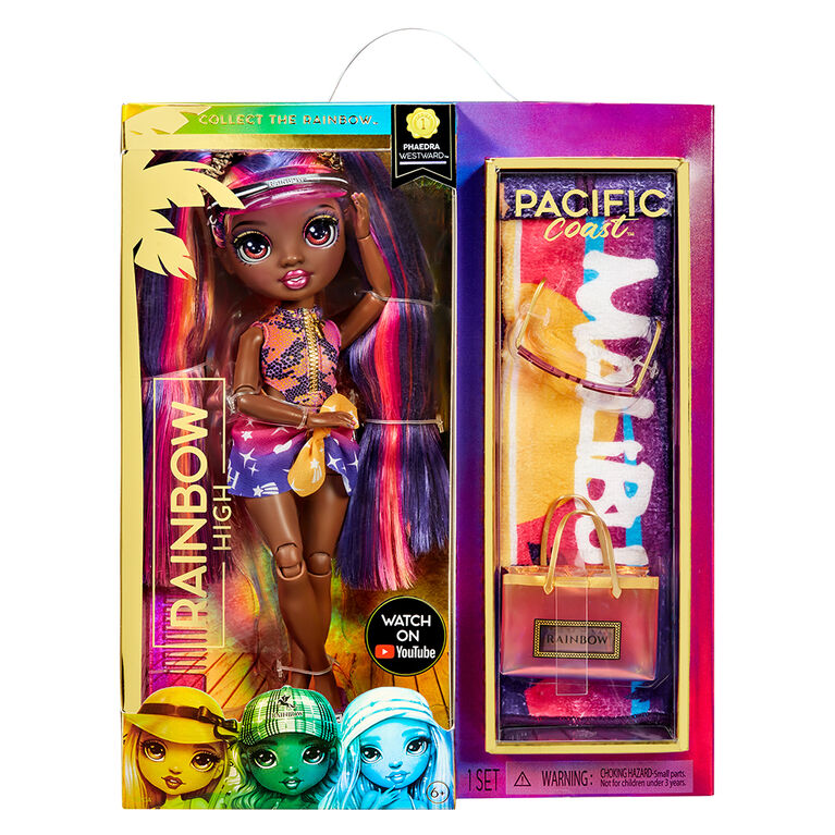 Rainbow High Pacific Coast Phaedra Westward : Poupée-mannequin coucher de soleil (violette)
