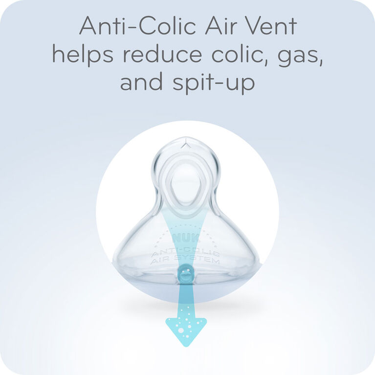 NUK Smooth Flow Anti-Colic Bottle, 10 oz, 3 Pack, 0+ Months, Blue