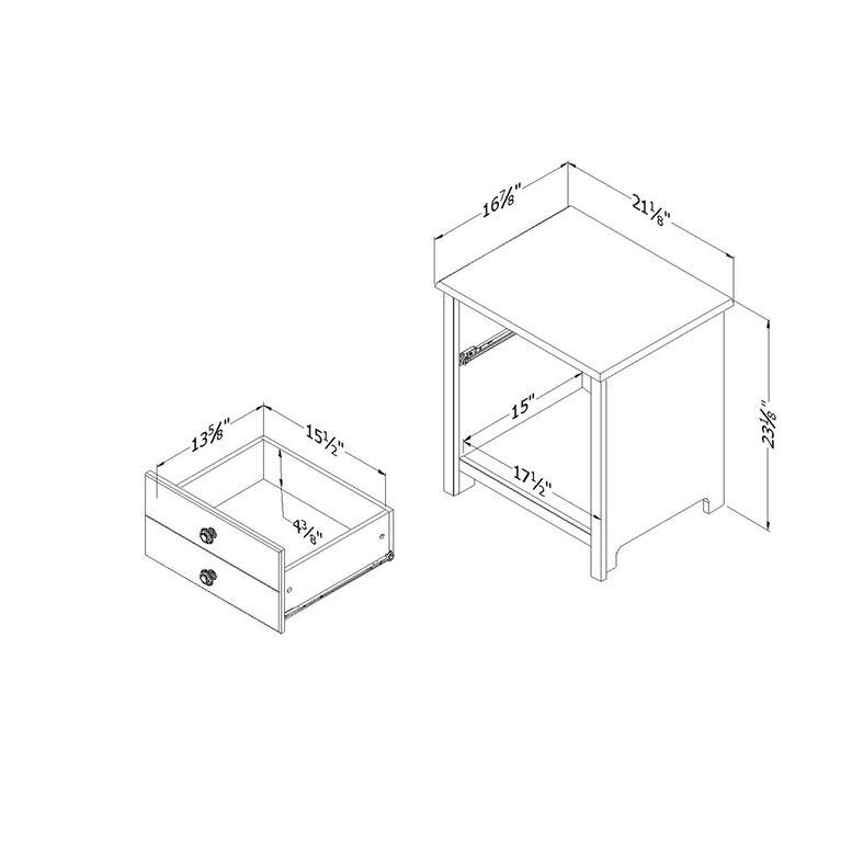 Little Smileys 1-Drawer Nightstand- Pure White