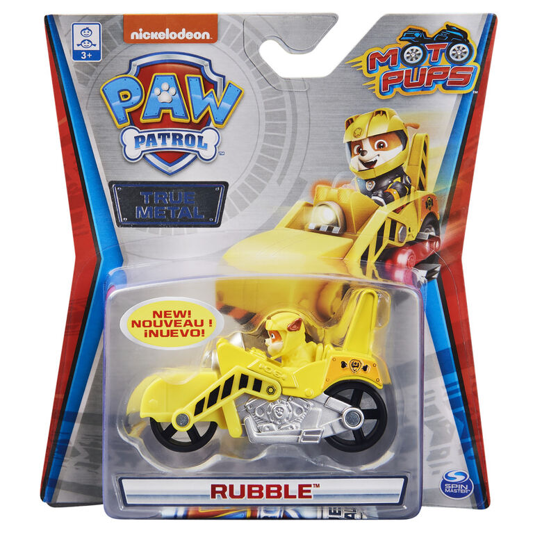 PAW Patrol, Véhicule Ruben en métal moulé True Metal à collectionner, Série Moto Pups à l'échelle 1:55