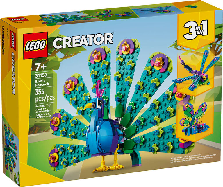 LEGO Creator 3 in 1 Exotic Peacock Building Set, Small Animal Toy 31157