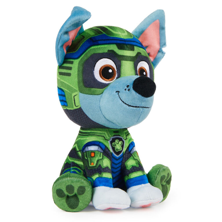 PAW Patrol: The Mighty Movie, Mighty Pups Rocky Plush Toy, 7-Inch Tall, Premium Stuffed Animals