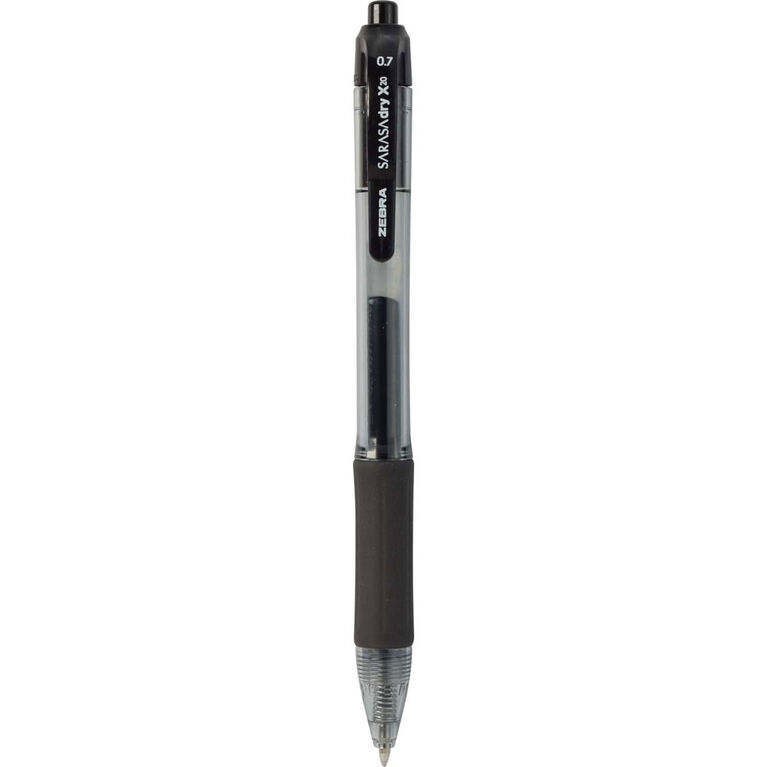 Stylo à encre gel rétractable Zebra Sarasa X20, encre noire, paquet de 2