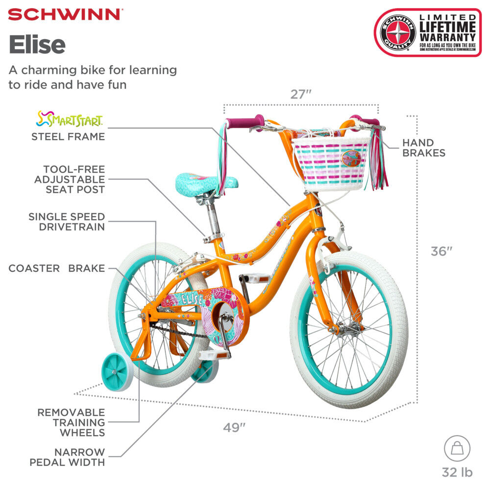 18 inch G Schwinn Elise Yellow Bike
