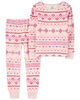 Carter's Two Piece Fair Isle Fuzzy Velboa Pajamas Pink  5T