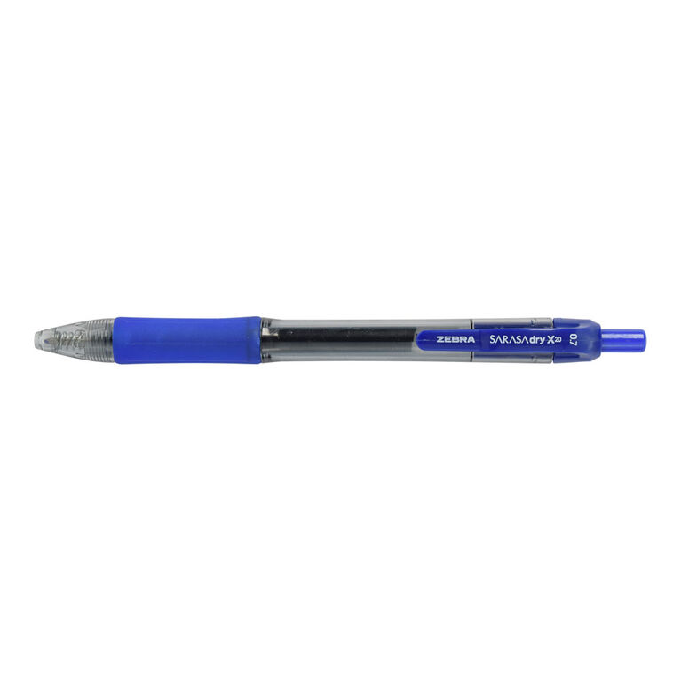 Stylo à encre gel rétractable Zebra Sarasa X20, encre bleu, paquet de 2
