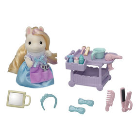 Calico Critters Pony's Hair Stylist Set, Dollhouse Playset avec figurine et accessoires